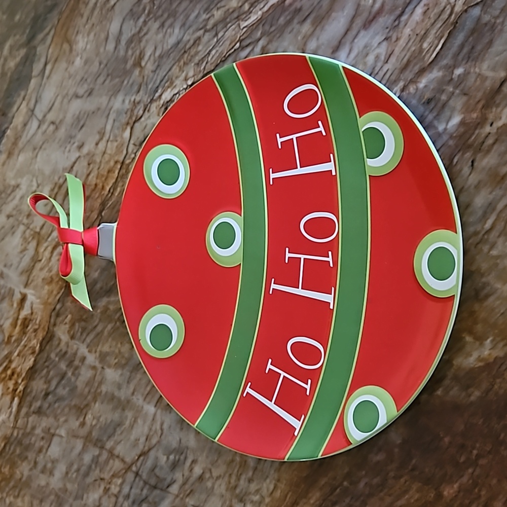 MUD PIE Ho Ho Ho Ornament Christmas Dinner Plate 9.5"